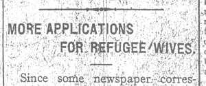 Newspaper Headline: More Applications for Refugee Wives