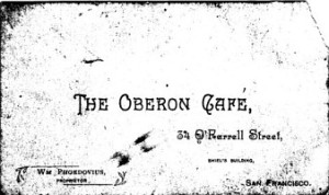 sfgenealogy.com: Oberon Cafe Business Card